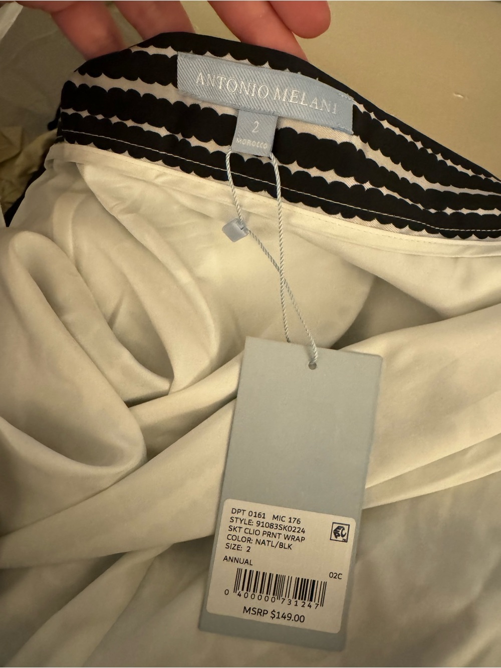 ANTONIO MELANI Black & White Embroidered Wrap Midi Skirt - Picture 4 of 5